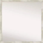 28" x 28" Non-Beveled Crackled Narrow Bathroom Wall Mirror Metallic Silver - Amanti Art: Includes Mounting Hardware, Polystyrene Frame
