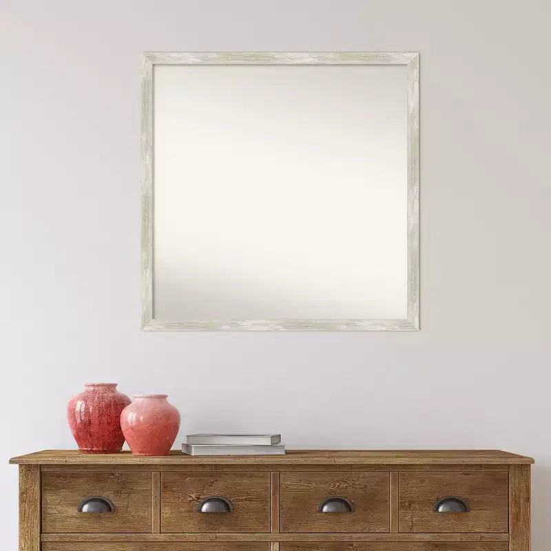 Espejo de pared de baño estrecho, agrietado, no biselado, de 71 x 71 cm, color plateado metálico