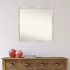 Espejo de pared de baño estrecho, agrietado, no biselado, de 71 x 71 cm, color plateado metálico