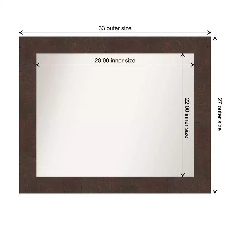 Espejo de baño de pared de 33" x 27" sin bisel Wildwood Brown