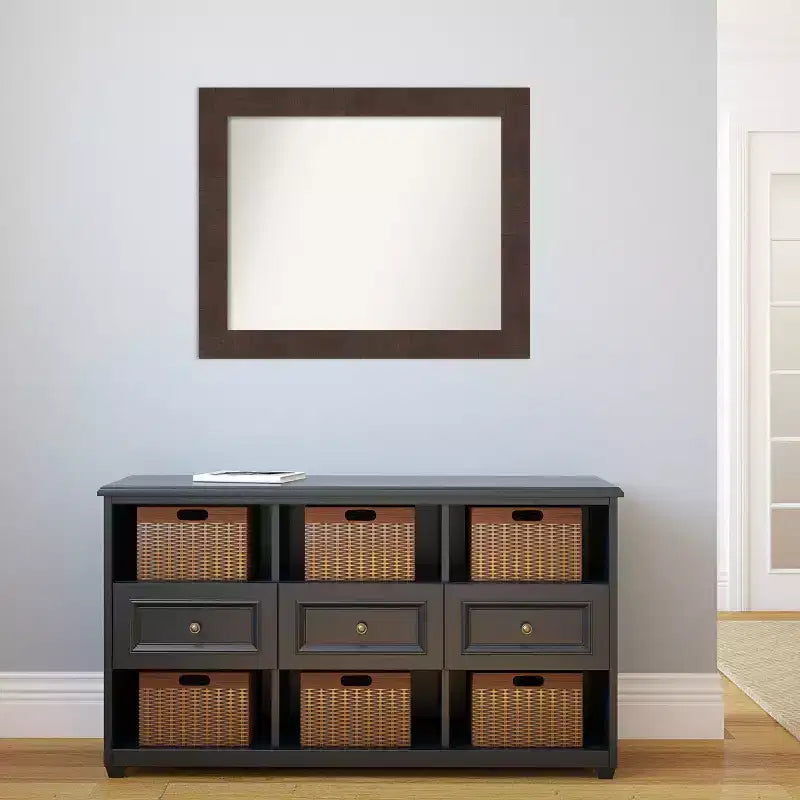 Espejo de baño de pared de 33" x 27" sin bisel Wildwood Brown