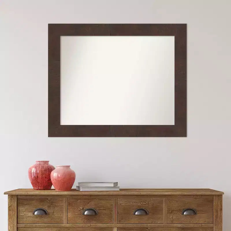 Espejo de baño de pared de 33" x 27" sin bisel Wildwood Brown