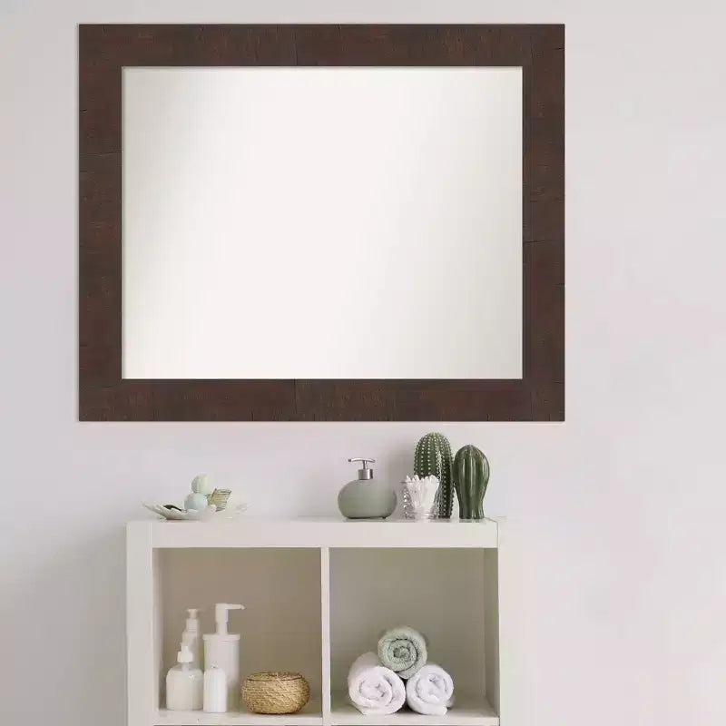 Espejo de baño de pared de 33" x 27" sin bisel Wildwood Brown