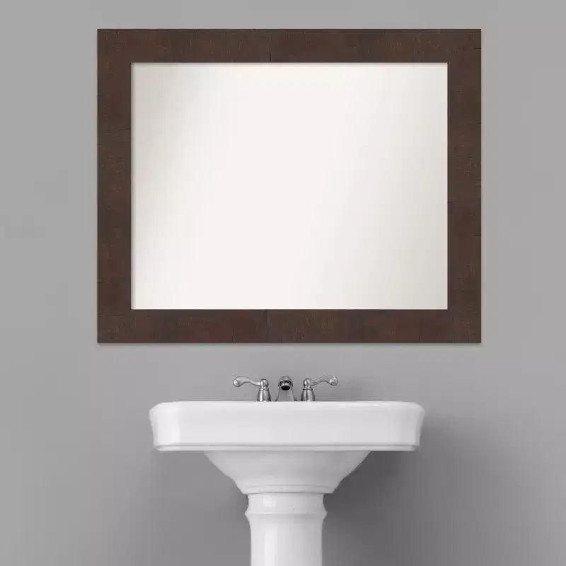 Espejo de baño de pared de 33" x 27" sin bisel Wildwood Brown