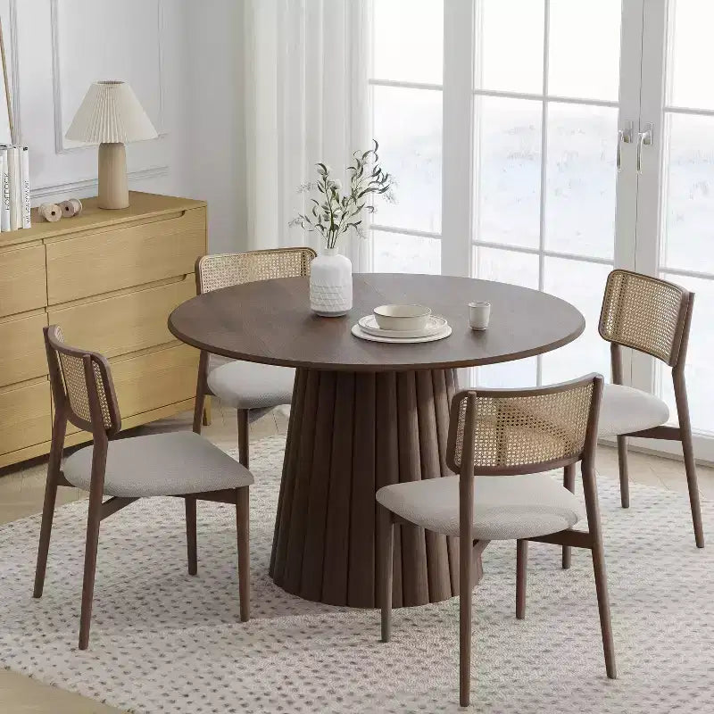 Mesa de comedor redonda de madera maciza de 46 pulgadas