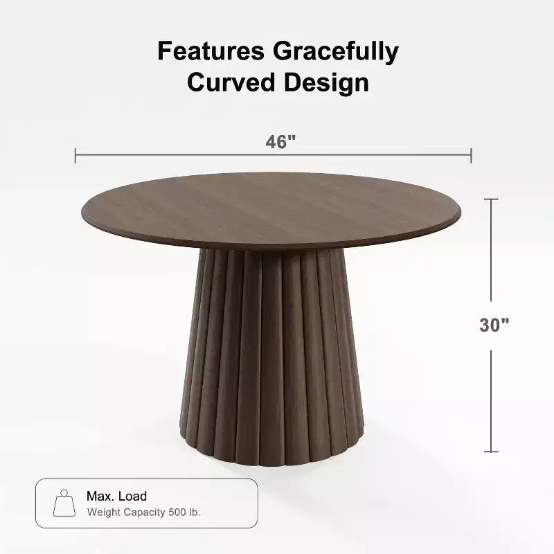 Mesa de comedor redonda de madera maciza de 46 pulgadas