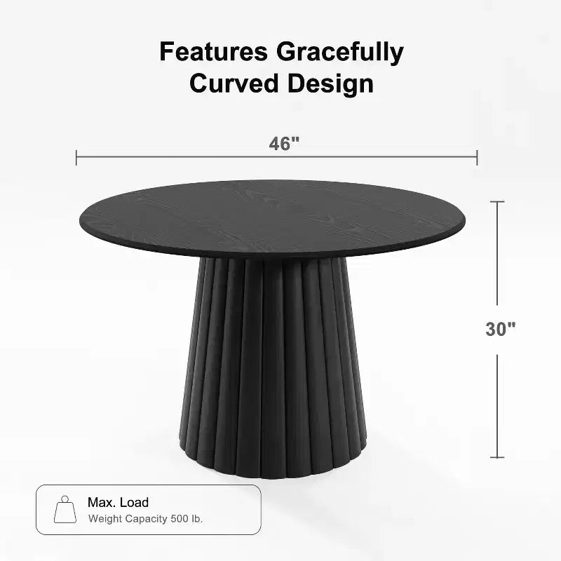 Mesa de comedor redonda de madera maciza de 46 pulgadas
