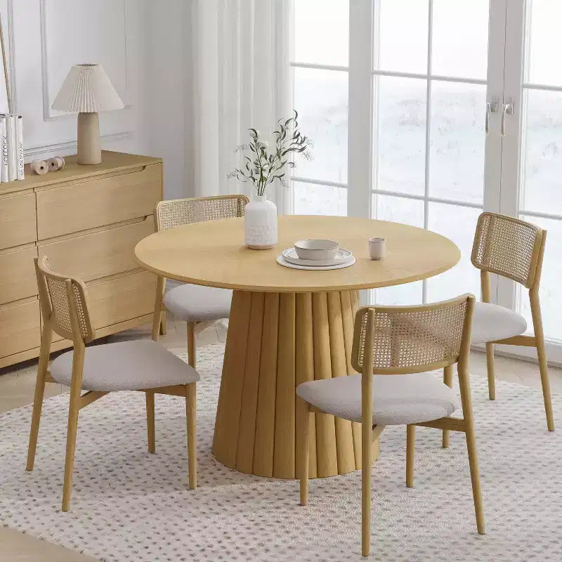 Mesa de comedor redonda de madera maciza de 46 pulgadas