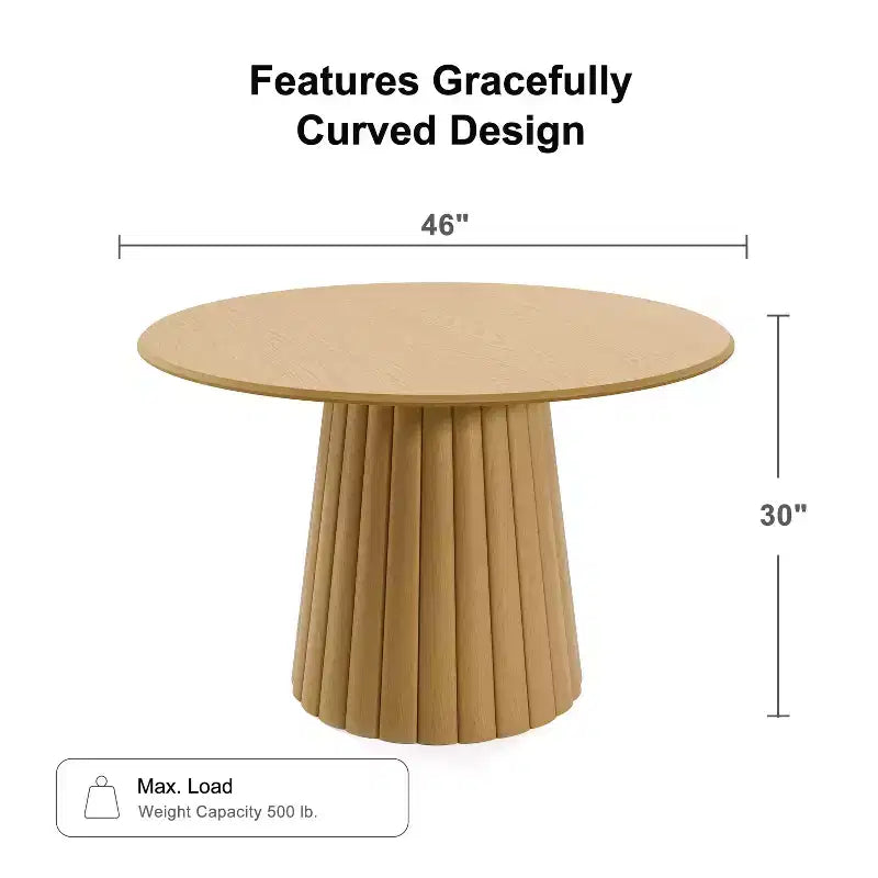 Mesa de comedor redonda de madera maciza de 46 pulgadas