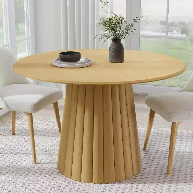 Mesa de comedor redonda de madera maciza de 46 pulgadas