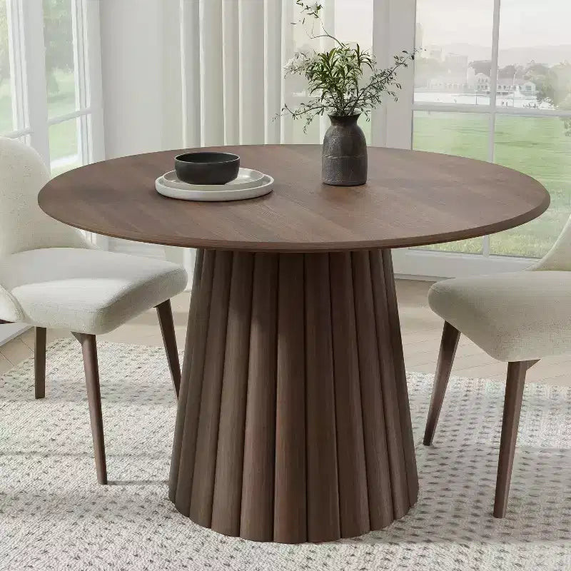 Mesa de comedor redonda de madera maciza de 46 pulgadas