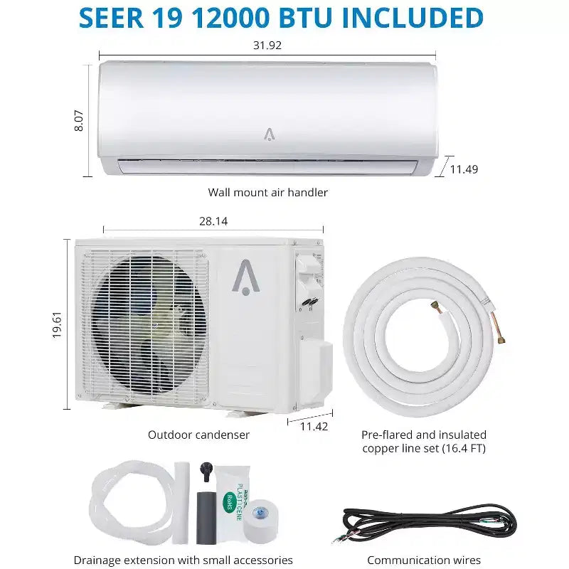 Garvee 9000 BTU Mini Split Air Conditioner and Heat, Mini AC Unit with Heat Pump & WiFi-Enabled, 115V, White