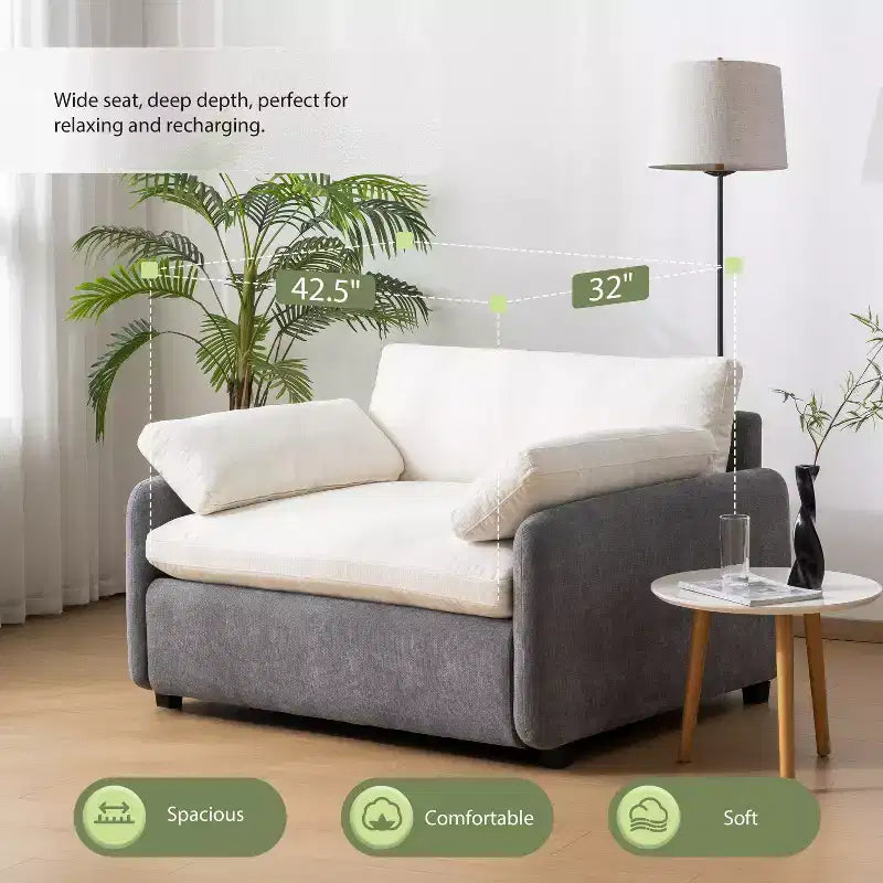 Sillón de chenilla de gran tamaño de 50" con bloques de color llamativos