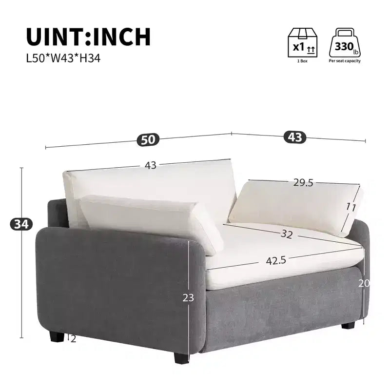 Sillón de chenilla de gran tamaño de 50" con bloques de color llamativos