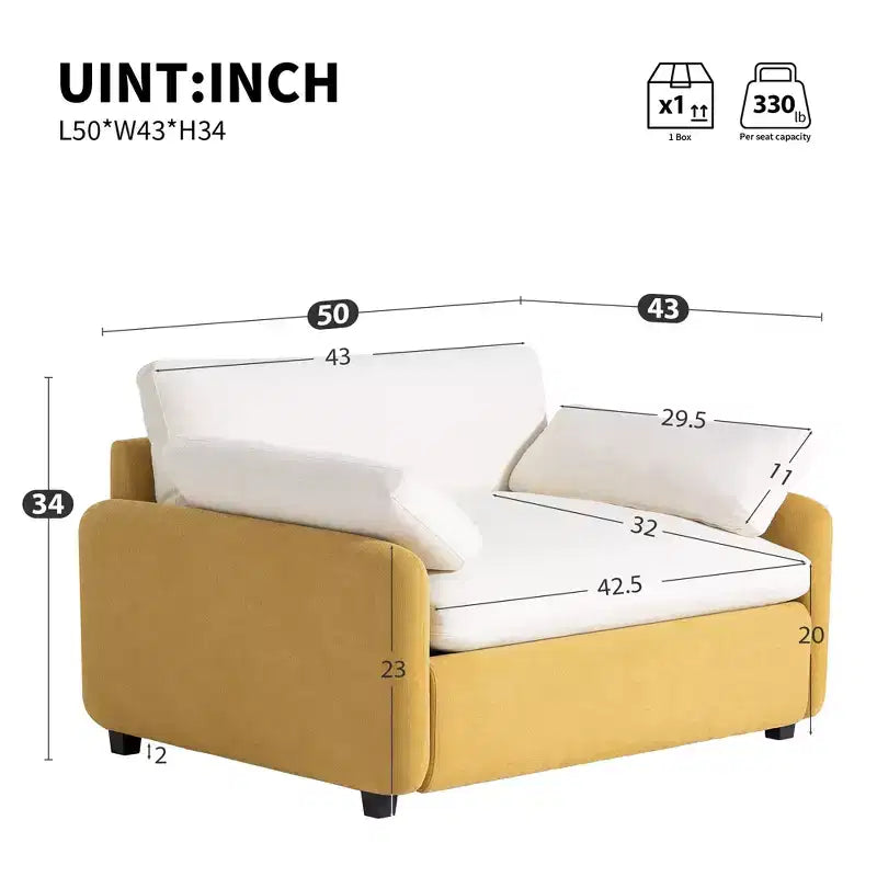 Sillón de chenilla de gran tamaño de 50" con bloques de color llamativos