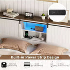 Estructura de cama con iluminación LED y estación de carga