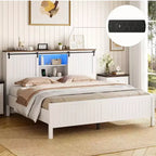 Estructura de cama con iluminación LED y estación de carga
