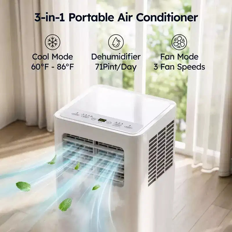 Simzlife Smart Portable Air Conditioner 14000 BTU, 3-in-1 AC for 400 Sq.Ft, APP Control, Self-Evaporative System, White