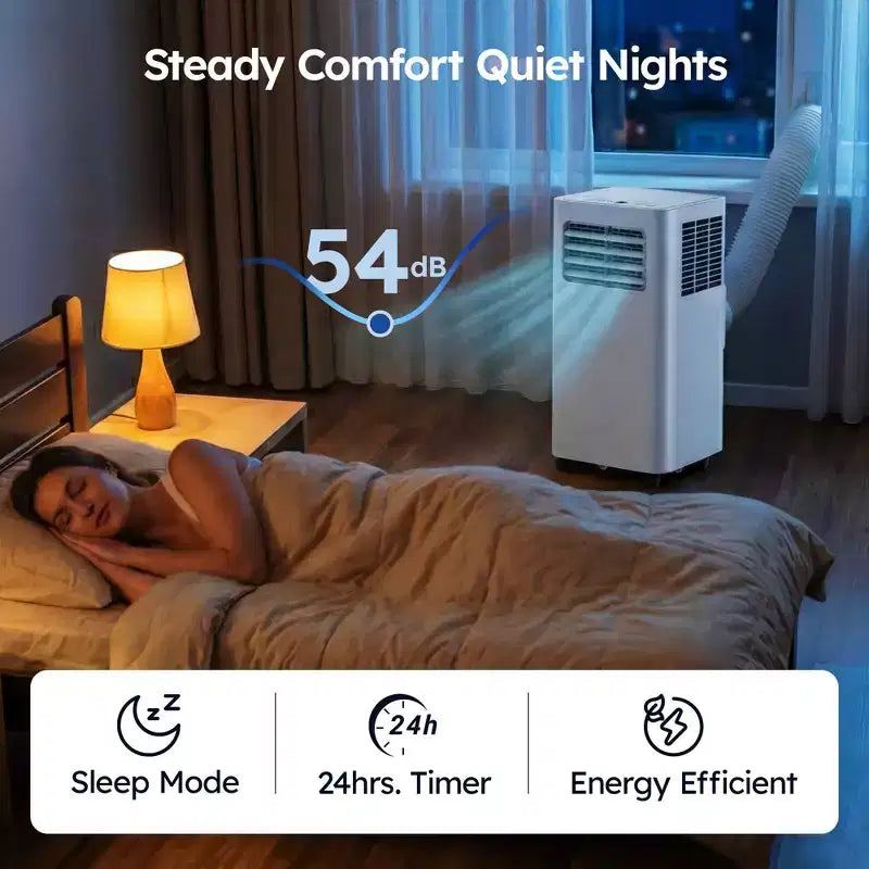Simzlife Smart Portable Air Conditioner 14000 BTU, 3-in-1 AC for 400 Sq.Ft, APP Control, Self-Evaporative System, White