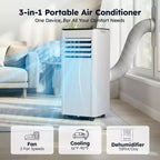 Simzlife Portable Air Conditioner 8000 BTU Fast Cooling AC Unit for Room up to 350 Sq.Ft, 3 in 1 Function, Remote Control