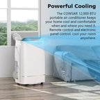 Portable Air Conditioner, 12000 BTU for Room up to 550 sq.ft, Dehumidifier & Fan, Portable AC with 3 Fan Speeds, 24H Timer, Remote Control