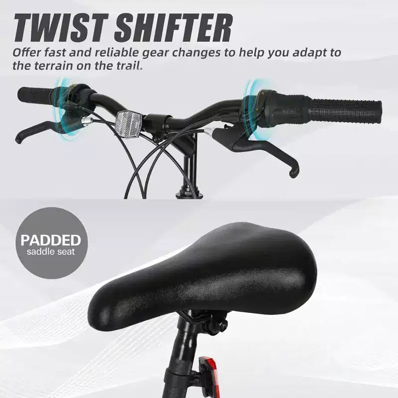 hykolity 26 27.5 Wheel Mountain Bike, 18 Speed MTB Bicycle with Full Suspension, Adjustable Saddle for Outdoor Cycling Men Women