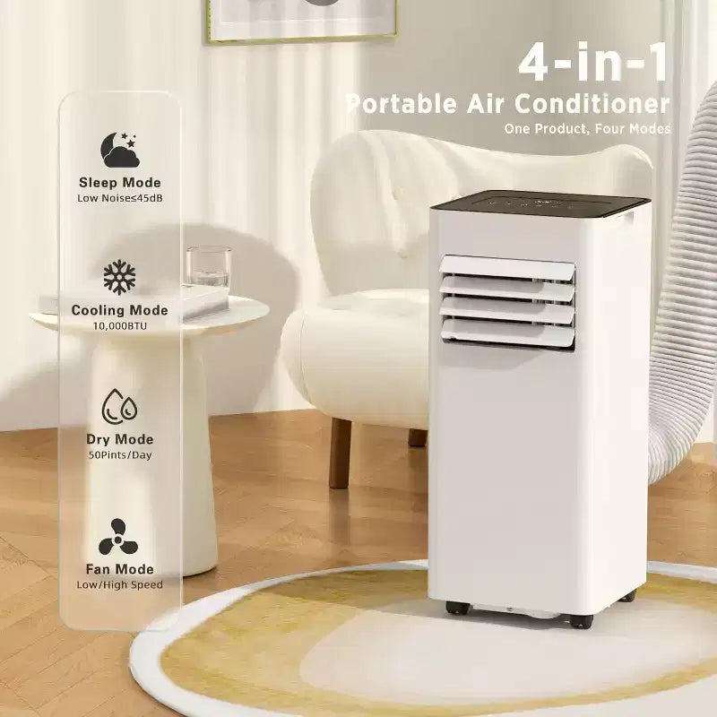 ZAFRO 10,000 BTU Portable Air Conditioners Cool Up to 450 Sq.Ft, 4 Modes Portable AC Unit with Remote Control/LED Display , White