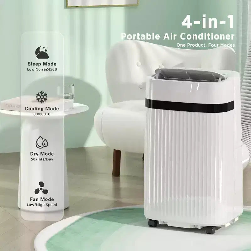 ZAFRO 12,000 BTU Portable Air Conditioners Cool Rooms up to 550 Sq.ft, Portable AC with Cool&Fan&Dehumidifier&Sleep, White