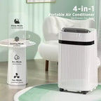 ZAFRO 12,000 BTU Portable Air Conditioners Cool Rooms up to 550 Sq.ft, Portable AC with Cool&Fan&Dehumidifier&Sleep, White