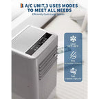 8,000 BTU Portable Air Conditioner Up to 350 Sq.Ft, 3-In-1 Small AC Unit with Cool/Fan/Dehumidifier