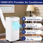 8,000 BTU (ASHRAE) / 6,000 BTU (SACC) Portable Air Conditioner /AC with Cooling, Dehumidifier Fan Function, Remote Control, Sleep Mode, 24H Timer