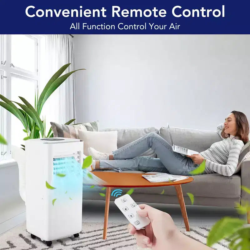 8,000 BTU (ASHRAE) / 6,000 BTU (SACC) Portable Air Conditioner /AC with Cooling, Dehumidifier Fan Function, Remote Control, Sleep Mode, 24H Timer