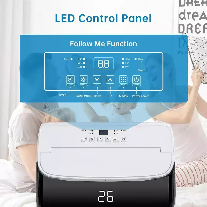 12,000 BTU Portable Air Conditioner Cools Up to 550 Sq.Ft, 3-IN-1 Quiet Portable AC Unit with Remote Control