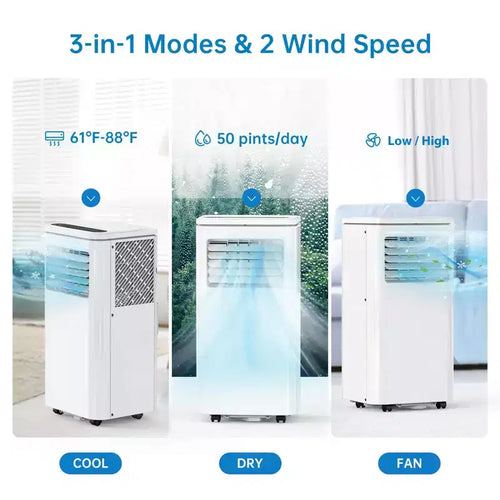 10000 Btu Portable Air Conditioners Cool Up to 450 Sq Ft, 3 In 1 Portable Ac Units for Rooms With Fan