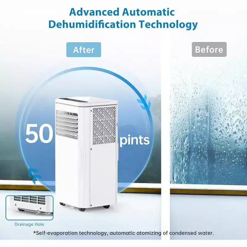 8000 BTU Portable Air Conditioner,Quiet Portable Cooling AC Up to 450 Sq.Ft.