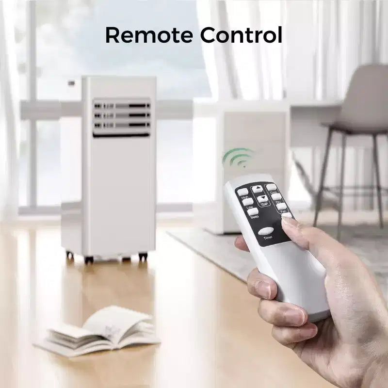 10,000 BTU Portable Air Conditioner, 4 Modes, Fast Cooling, Self-Evaporation, Remote Control, Timer, for Bedroom/Dorm/Indoor Use, White