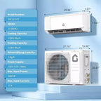 12000 BTU Wifi Mini Split AC, 22 SEER2 208-230V Inverter Ductless Wall AC w/WiFi & Alexa Compatible