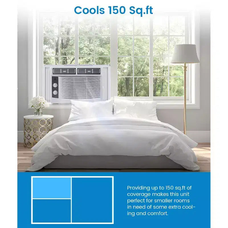 5000 BTU Window AC Unit - Small Air Conditioner Cools 150 Sq.Ft