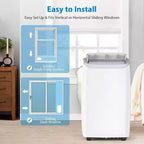 14,000 BTU 3-in-1 Portable Air Conditioner with Window Kit, Cools up to 750 Sq.Ft, 75-Pint Dehumidifier