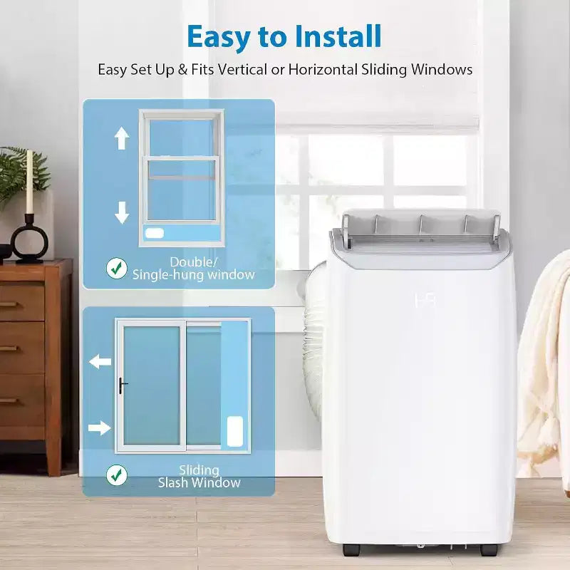 14,000 BTU 3-in-1 Portable Air Conditioner with Window Kit, Cools up to 750 Sq.Ft, 75-Pint Dehumidifier