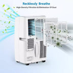 14,000 BTU 3-in-1 Portable Air Conditioner with Window Kit, Cools up to 750 Sq.Ft, 75-Pint Dehumidifier