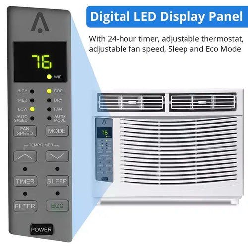 Climatiseurs de fenêtre de 6000 BTU - Jusqu'à 23 m² - Climatiseur de fenêtre de 115 V avec télécommande