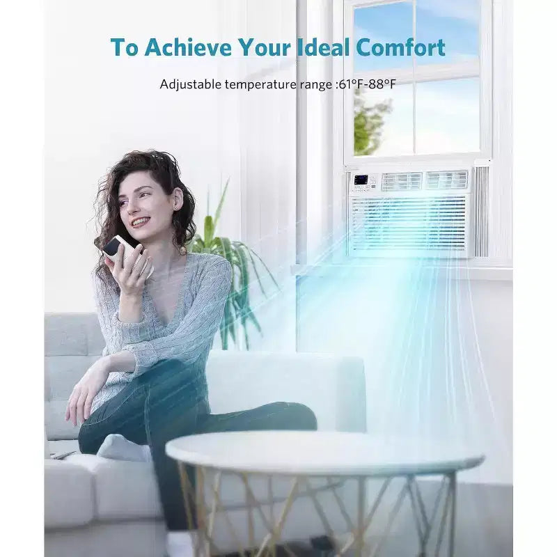 ZAFRO 10,000 BTU Window Air Conditioner Cools up to 450 Sq. ft, Ultra Quiet Window AC Unit with Remote Control