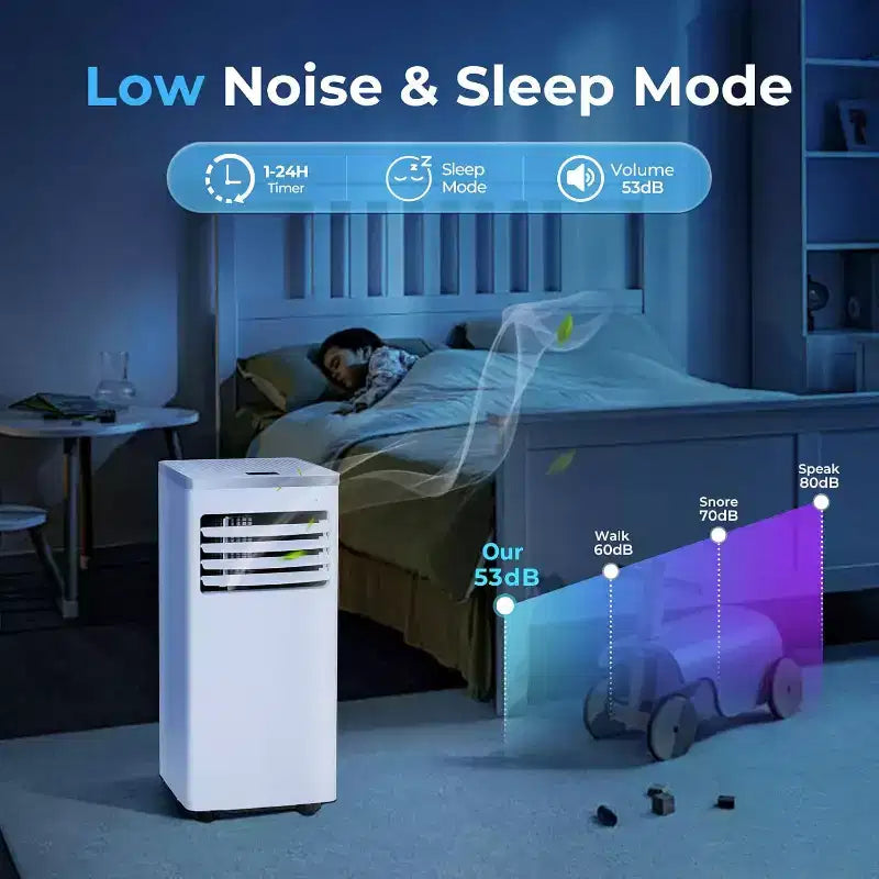 ZAFRO Portable Air Conditioner,AC Unit for Bedroom Room Garage RV, 24H Timer/Remote Control/2 Speeds/LED Display