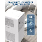 10,000 BTU Drainage-free Portable Air Conditioner for Indoor Rooms, 3-In-1 AC Unit for Bedroom 160-215 Sq.Ft