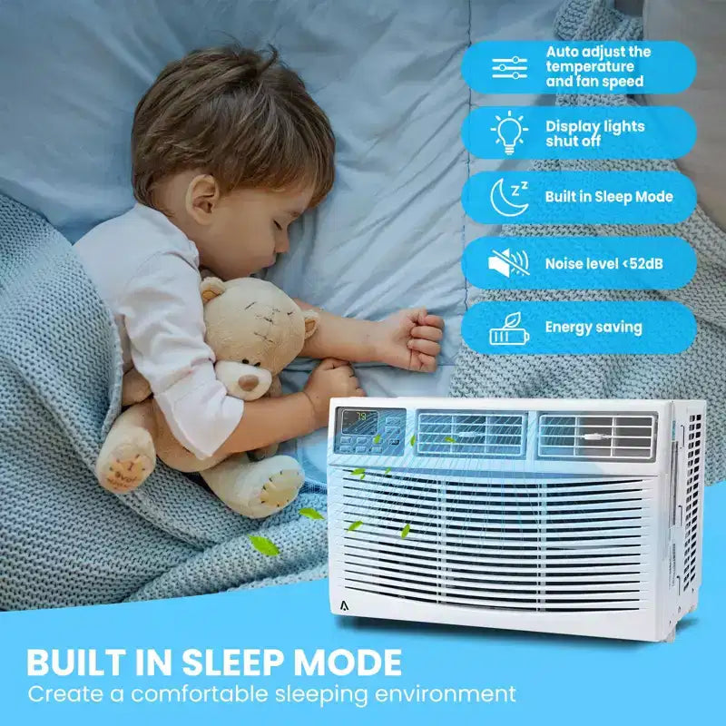 8000 BTU Window Air Conditioner, Ultra Quiet Air Conditioner Window Unit for Rooms Up to 350 Sq. Ft