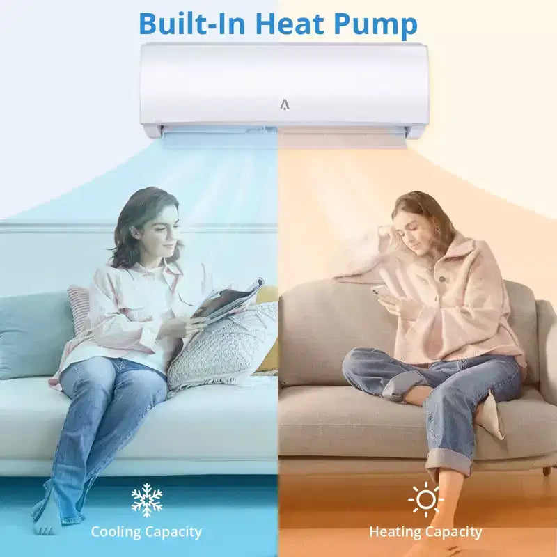 9000 Btus Wifi Enabled Split-System Air Conditioners, R454B 19 SEER2 115V Inverter Ductless Split AC Unit With Pre-Charged Condenser