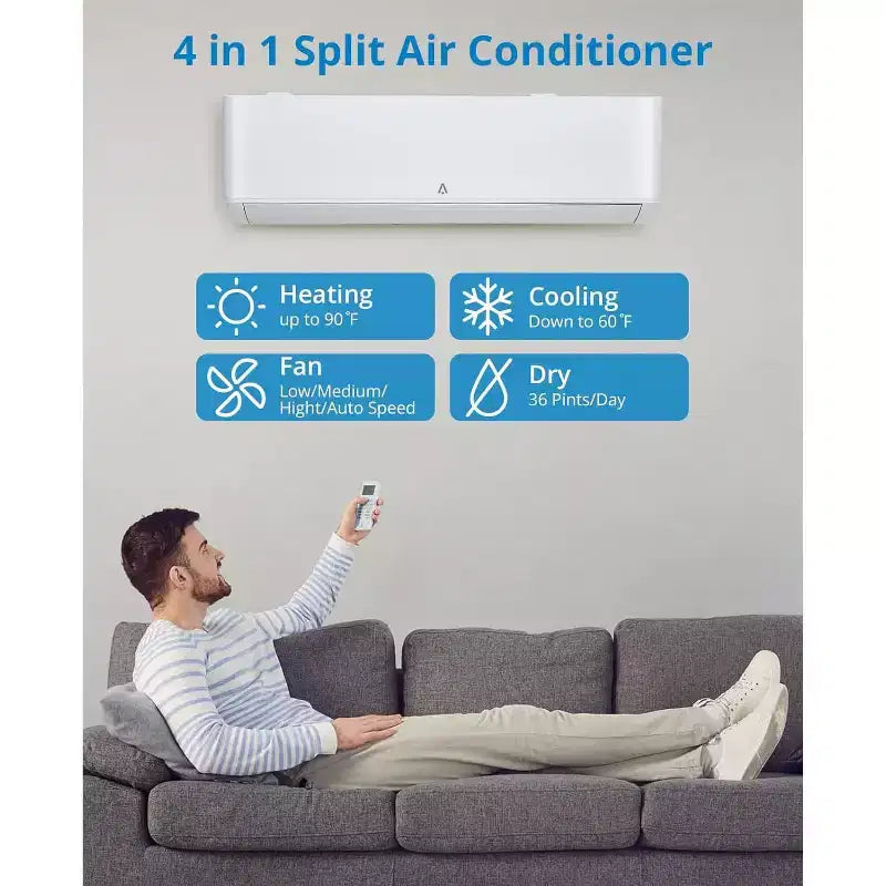 12,000 BTU Ductless Mini Split AC System, 20 SEER2 R45 Series Wifi Enabled Ductless AC Cool Up to 750 Sq. Ft, Complete Installation Kit, 208V/230V