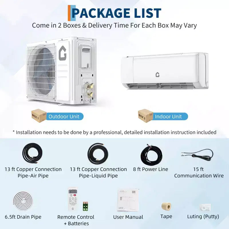12000 BTU Wifi Mini Split AC, 21 SEER2230V Inverter Ductless Wall AC w/WiFi & Alexa Compatible, Cools Rooms up to 750 Sq.Ft, Energy Efficient Inverter
