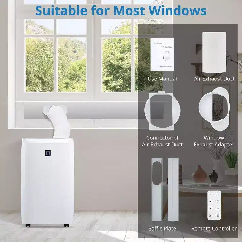 Portable Air Conditioners, 14000 BTU Portable AC, Cools up to 750 Sq. Ft 3-in-1 Mobile AC for Room with Dehumidifier Fan Sleep Mode, 24H Timer